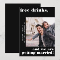 Free Drinks Black Typography Save the Date