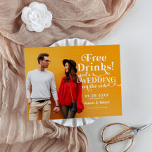 Free Drinks Funny Casual Wedding Save The Date