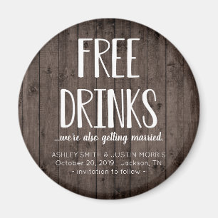 Free Drinks Funny Save the Date Magnets