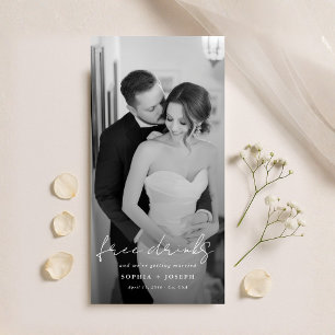 Free Drinks   Minimalist Bookmark Wedding Photo Save The Date