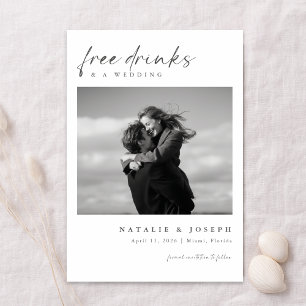 Free Drinks Minimalist Romantic Photo Wedding Save The Date