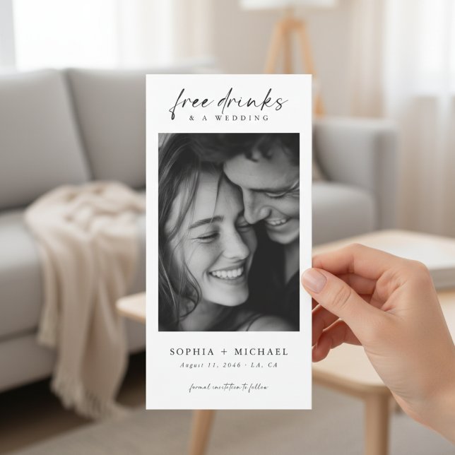 Free Drinks Modern Romantic Photo Wedding Save The Date (Creator Uploaded)