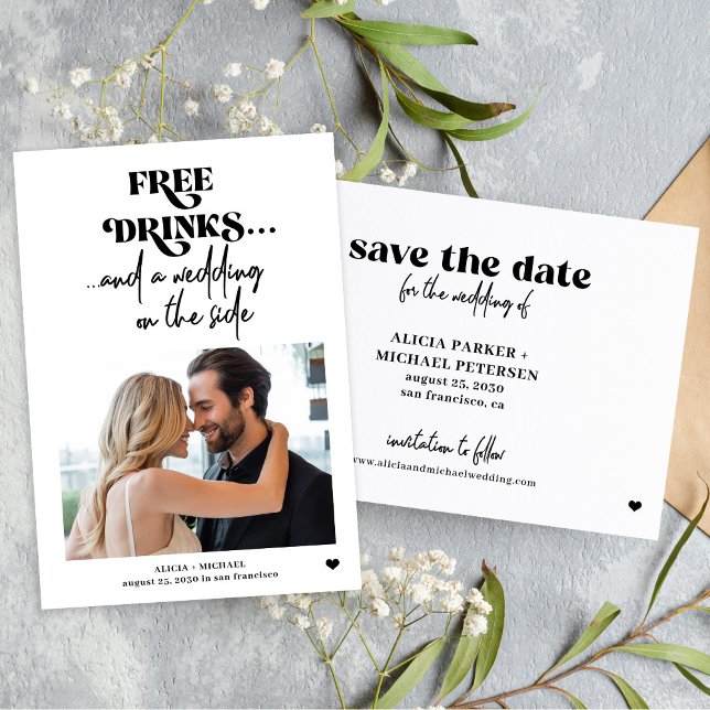 Free drinks photo wedding save the date (Creator Uploaded)