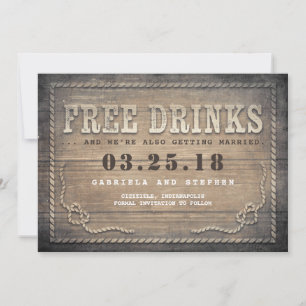 Free Drinks   Rustic Wood Funny Save the Date