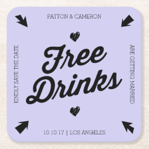 Free Drinks Save the Date Coaster