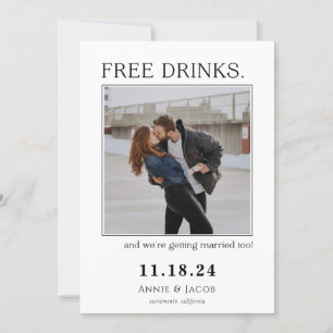 Free Drinks  Save the Date Invitation