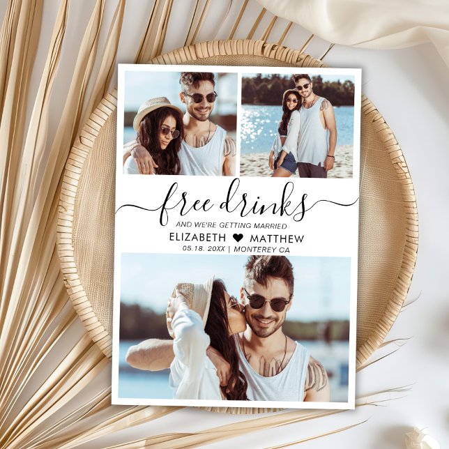 Free Drinks Script Modern Photo Collage Wedding Save The Date (Creator Uploaded)