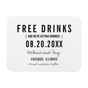 Free Drinks Wedding Save the Date Magnets