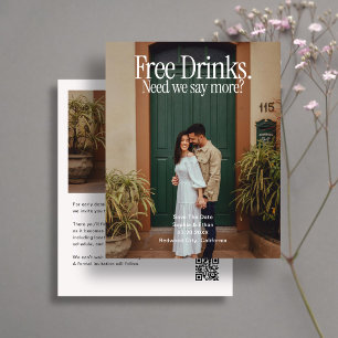Free DrinksRetro Photo Wedding Save The Date Flyer