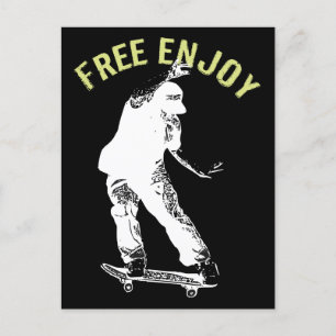 Free Enjoy Retro Urban Skateboarding Announcement Postcard