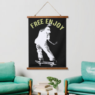 Free Enjoy Retro Urban Skateboarding Hanging Tapestry