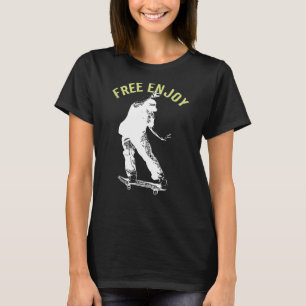 Free Enjoy Retro Urban Skateboarding T-Shirt