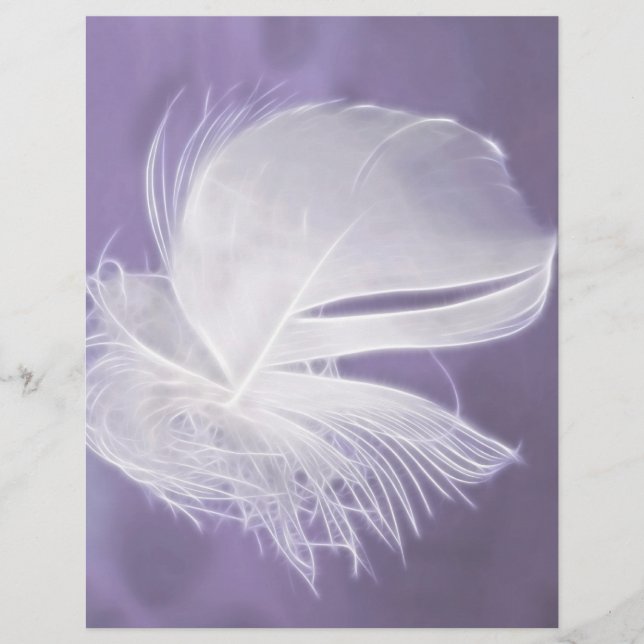 Free Falling feather on purple background (Front)
