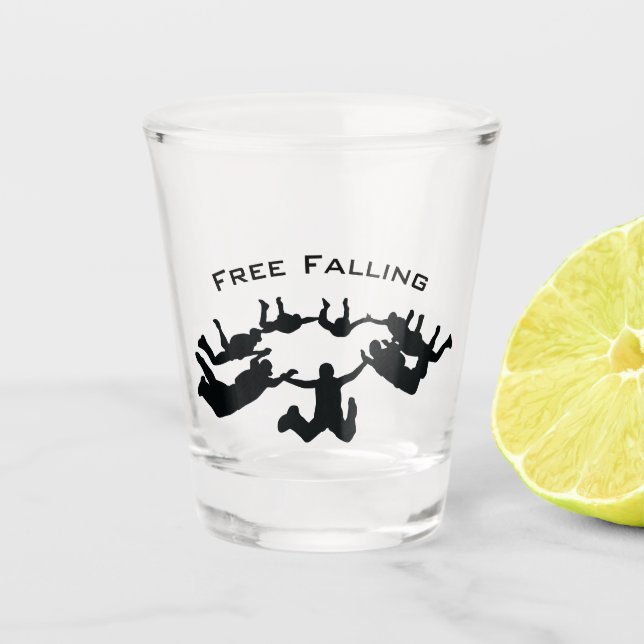 Free Falling Sky Diving Parachuting Shot Glass (Front)