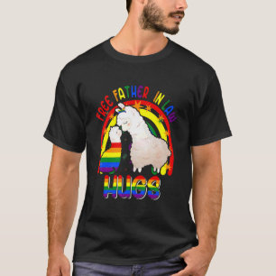 Free Father In Law Hugs Two Llamas Proud Lgbt Rain T-Shirt