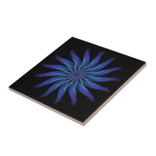 Free Flowing Floral Gorgeous Green Blue Purple Ceramic Tile