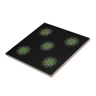 Free Flowing Floral Green Grey Brown Leaves Art Ceramic Tile