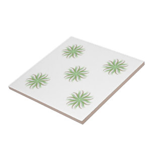 Free Flowing Floral Green Grey Brown Leaves Art Ceramic Tile