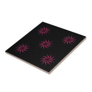 Free Flowing Floral Pretty In Pink Leaves Art Ceramic Tile