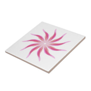 Free Flowing Floral Pretty In Pink Leaves Art      Ceramic Tile