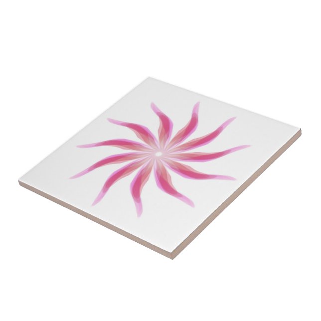 Free Flowing Floral Pretty In Pink Leaves Art      Ceramic Tile (Side)