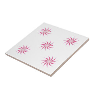 Free Flowing Floral Pretty In Pink Leaves Art Ceramic Tile