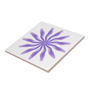 Free Flowing Floral Pretty In Purple Leaf Art Ceramic Tile