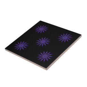 Free Flowing Floral Pretty In Purple Leaf Art Ceramic Tile
