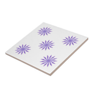 Free Flowing Floral Pretty In Purple Leaf Art Ceramic Tile