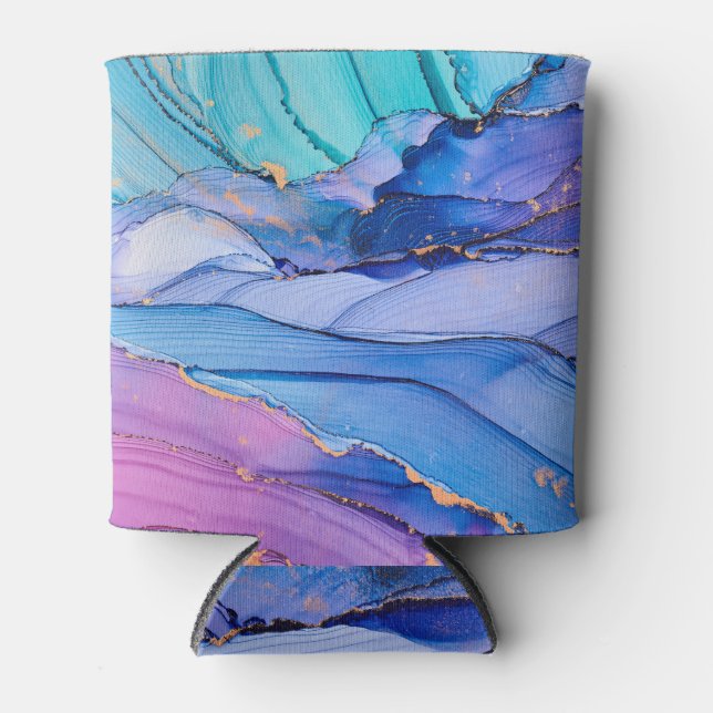 Free-flowing textures, luxury abstract art. can cooler (Front)