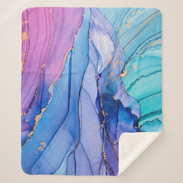 Free-flowing textures, luxury abstract art. sherpa blanket (Front)