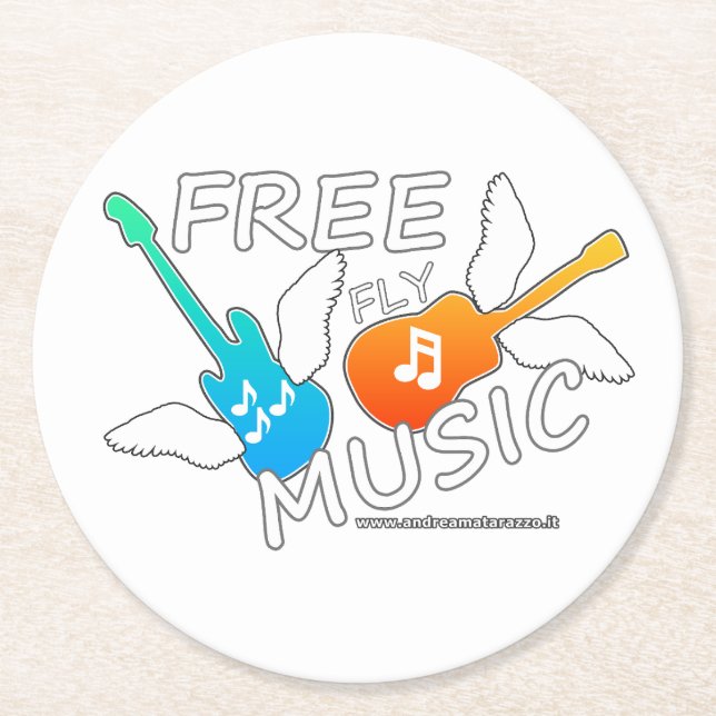 Free Fly Music   Round Paper Coaster (Front)