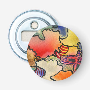 Free form abstract cool & hot colour cells art bottle opener