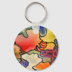 Free form abstract cool & hot colour cells art key ring