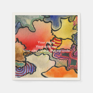 Free form abstract cool & hot colour cells art napkin