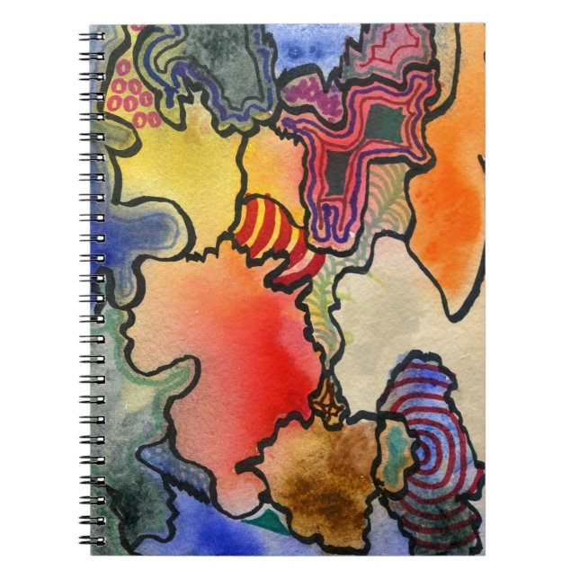 Free form abstract cool & hot colour cells art notebook (Front)