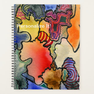 Free form abstract cool & hot colour cells art planner