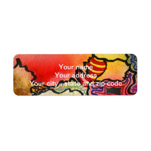 Free form abstract cool & hot colour cells art return address label