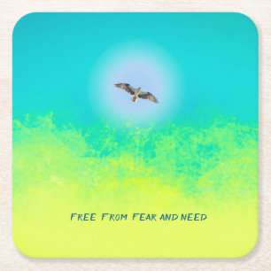 Free from fear. Glory to Ukraine Square Paper Coaster