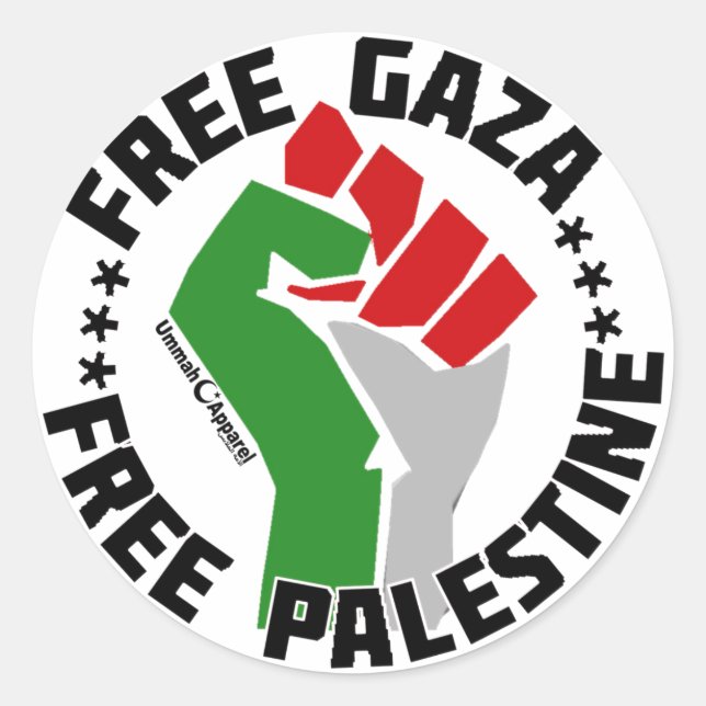 free gaza free palestine classic round sticker (Front)