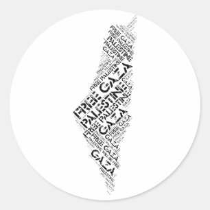 Free Gaza Free Palestine Map Cloud Word Classic Round Sticker
