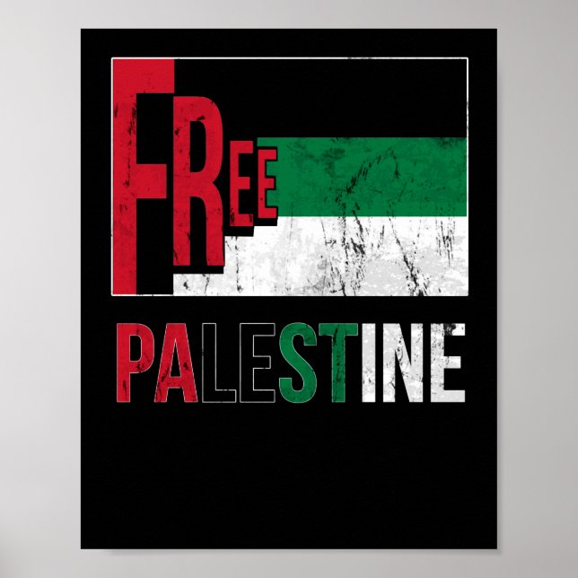 Free Gaza Palestine Flag Arabic Poster (Front)