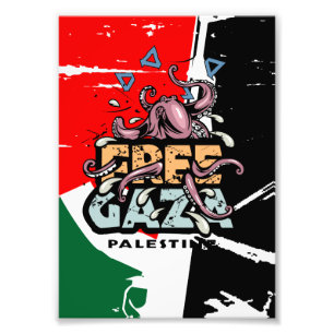 Free Gaza Palestine - Octopus Illustration Photo Print