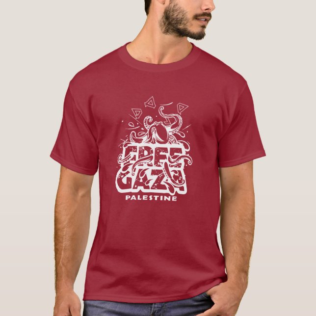 Free Gaza Palestine - Octopus Illustration T-Shirt (Front)