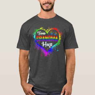 Free Grandma Hugs LBGT Heart Rainbow Gay Pride T-Shirt