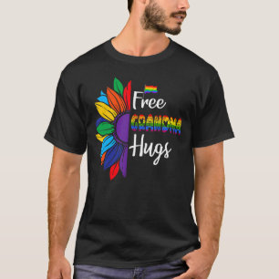 Free Grandma Hugs Proud Grandma Lgbt Rainbow Daisy T-Shirt