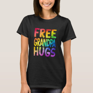 Free Grandpa Hugs LGBT Pride LGBTQ Lesbian Gay Rai T-Shirt