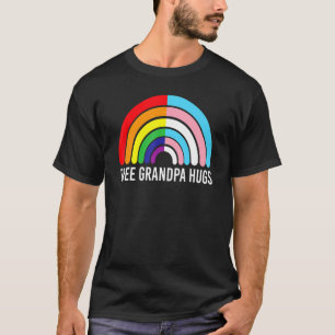 Free Grandpa Hugs Rainbow Transgender Flag Lgbtq G T-Shirt