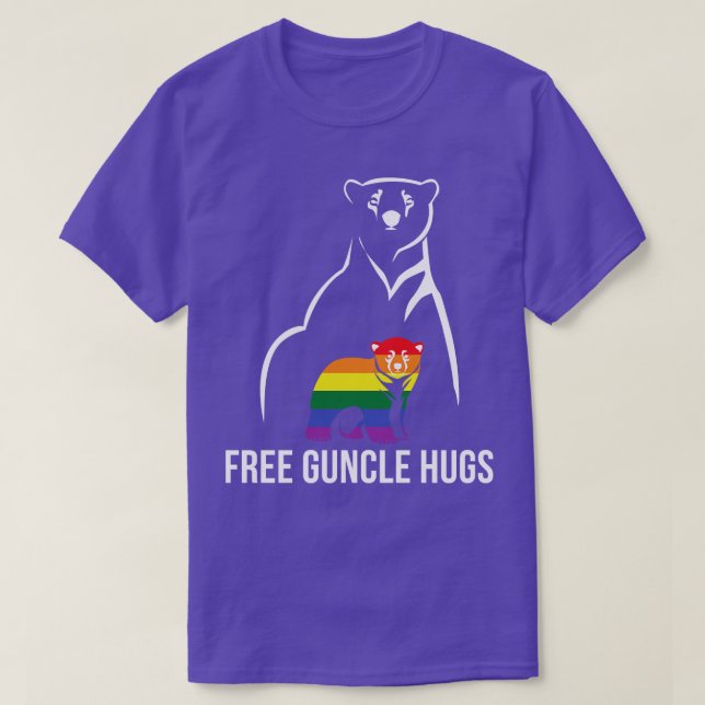 Free Guncle Hugs Gay Pride LGBT Rainbow Men Gay Un T-Shirt (Design Front)