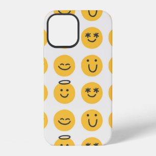 Free hand happy emoji seamless pattern. Positive e iPhone 12 Case